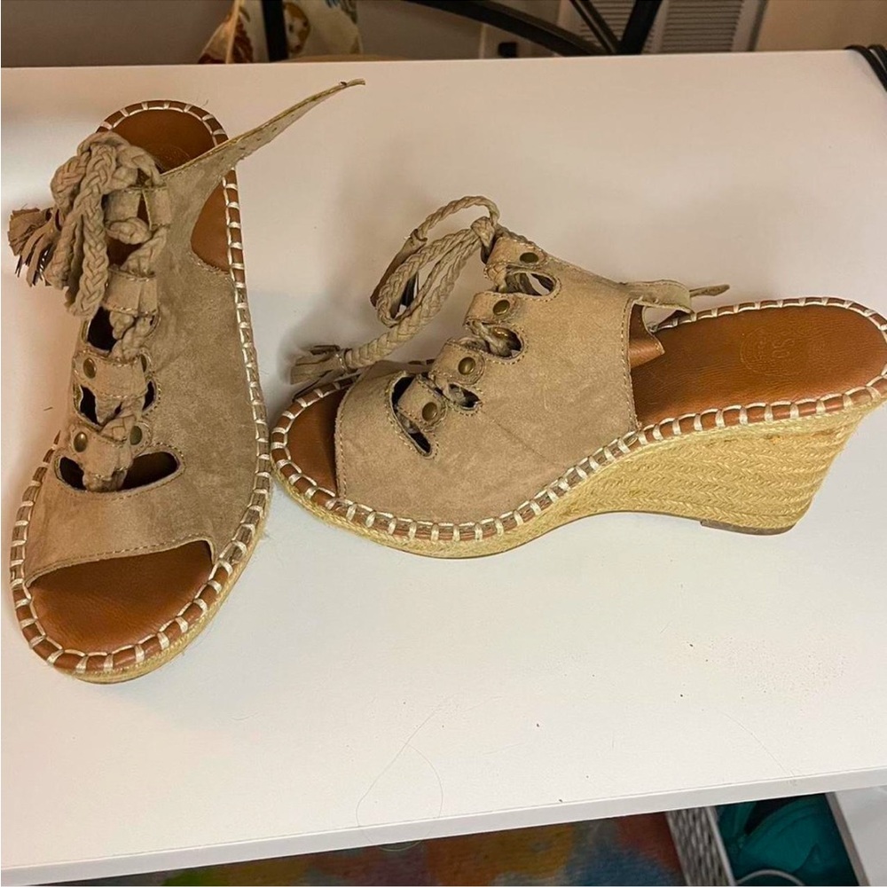 Tan Boho Wedges